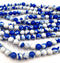 8mm blue rainbow turquoise round beads, 15' strand, blue and white beads, approx 48 beads per strand, jewelry making, round beads,